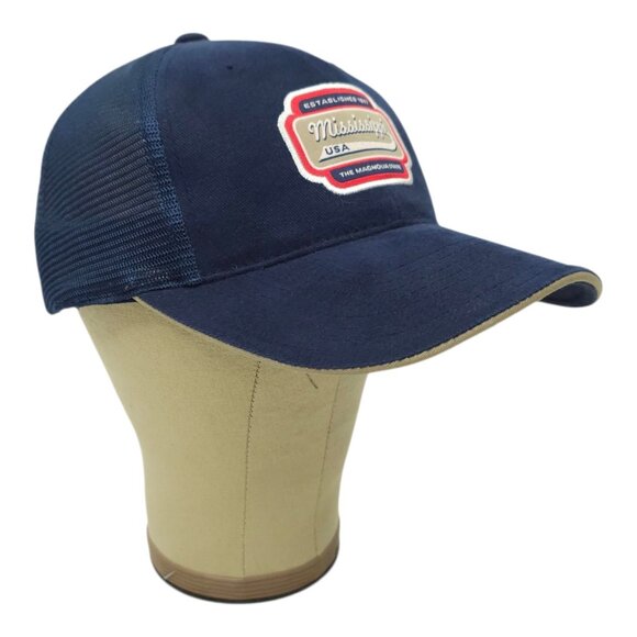 Mississippi Magnolia State Mesh Back Tuck Strap Cap Trucker Embroidered Logo Hat - Picture 3 of 14